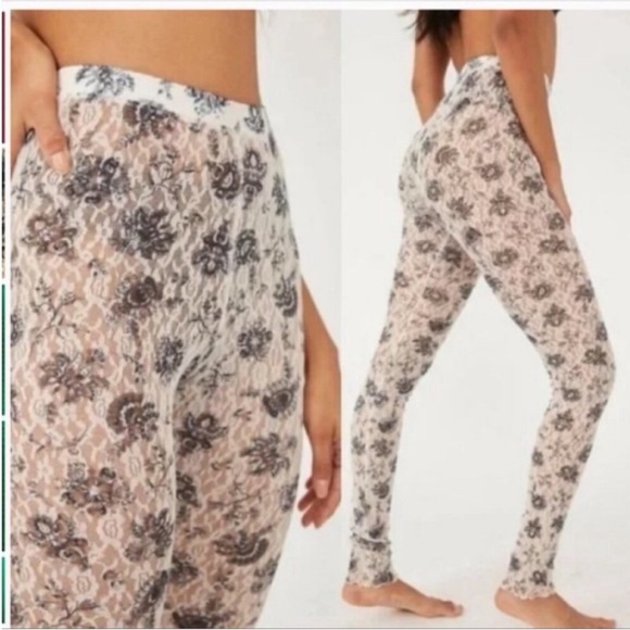 Free People Layered in Lace Leggings floral ivory black Combo - Picture 2 of 6